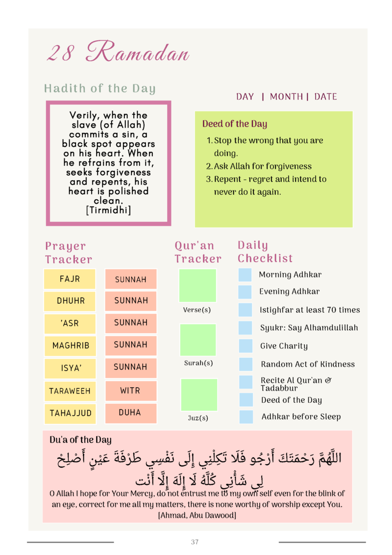 Ramadan 2023 Planner Page 37