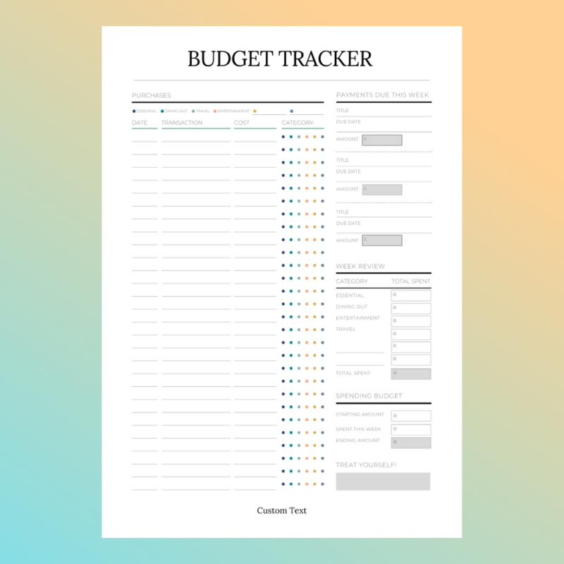 Persoanlised Financial Planner Customised Budget Journal 6