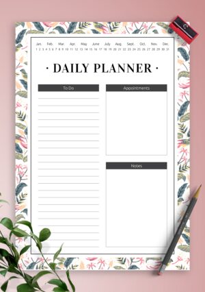 Undated Daily Planner with To-Do list