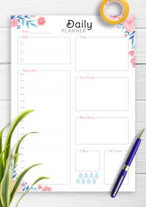 Hourly Planner with Daily Tasks & Goals