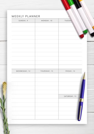 Simple Monochrome One-Page Weekly Schedule