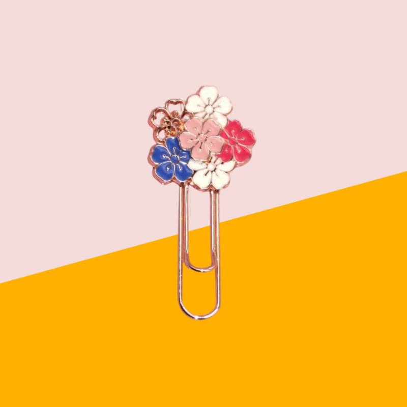 Paper Clip Floral Enamel Metal Stationery Bookmark (7)