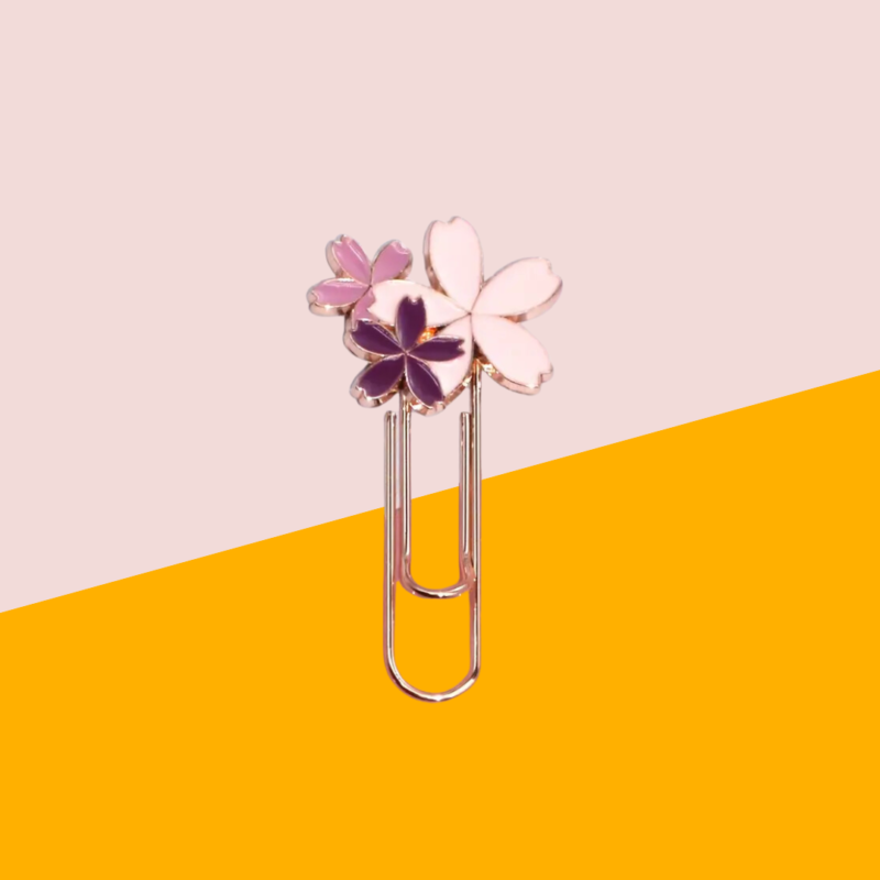 Paper Clip Floral Enamel Metal Stationery Bookmark (8)