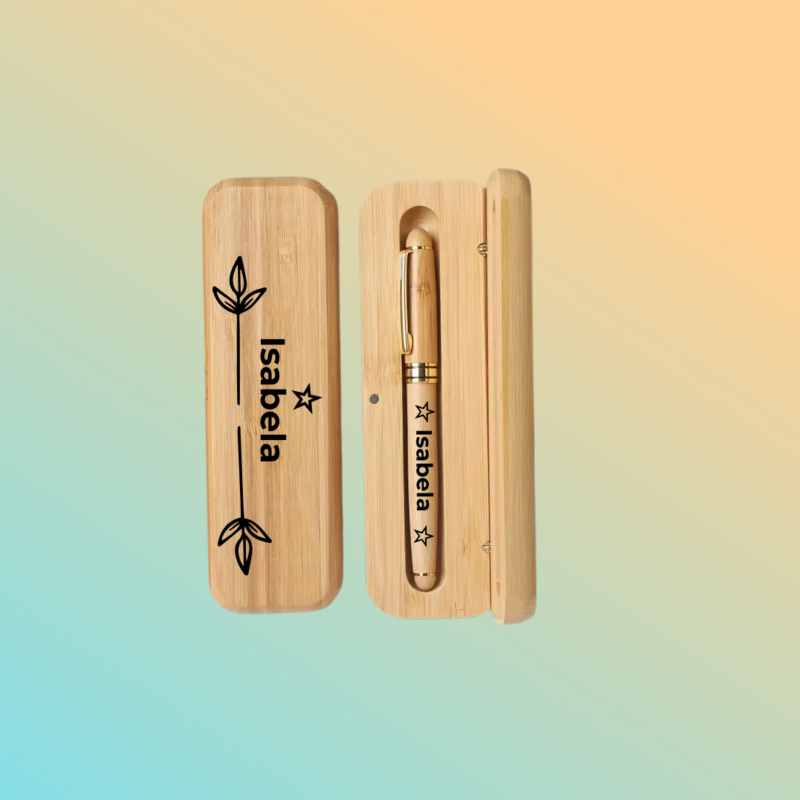 Personalised Custom Bamboo Pencil Pen Combo Pastel Set With Pouch (5)